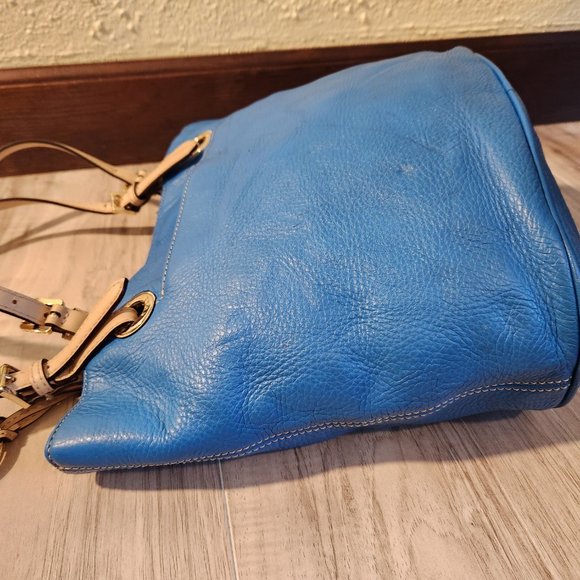Michael Kors Blue Leather Shoulder Bag Purse - Picture 9 of 12